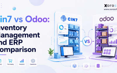 Cin7 vs Odoo inventory management and ERP comparison with warehouse, analytics, purchasing, and operations visuals.