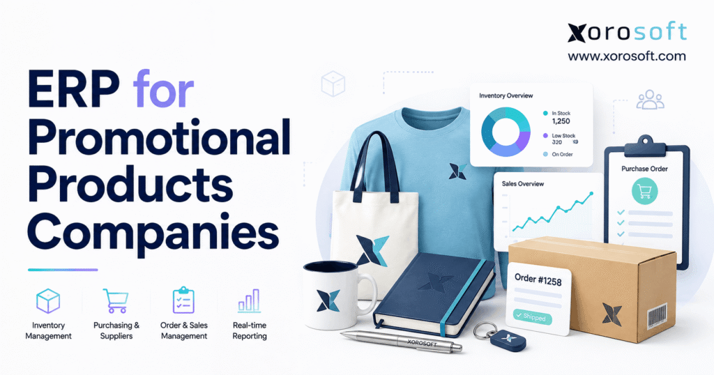 ERP for promotional products companies with inventory, purchasing, order management, reporting, and branded merchandise workflows