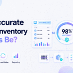 Inventory record accuracy dashboard comparing system stock with physical inventory counts.