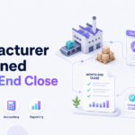 Manufacturing month-end close workflow connecting inventory production WIP and accounting.