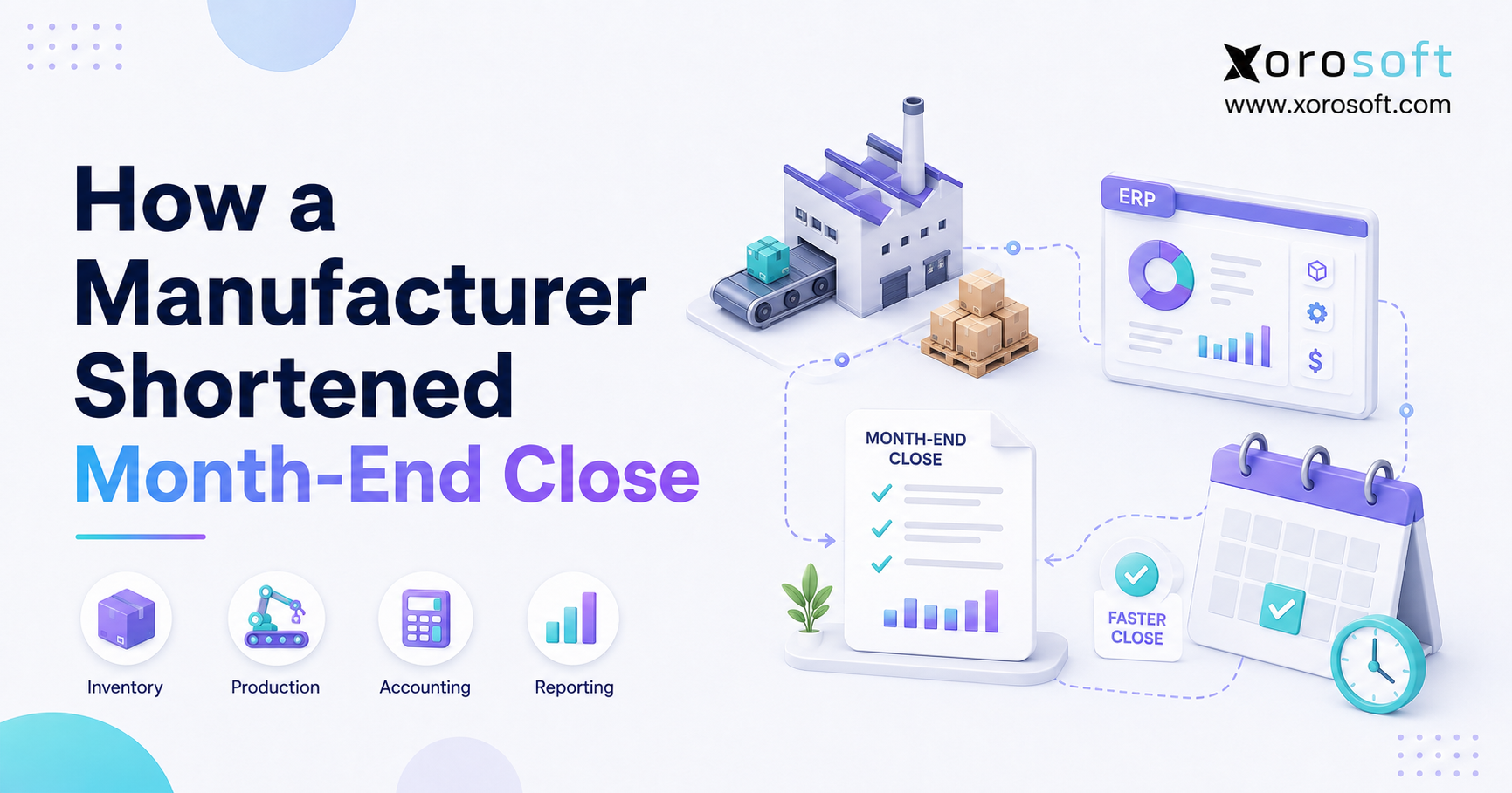 Manufacturing month-end close workflow connecting inventory production WIP and accounting.