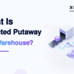 Directed putaway warehouse illustration showing a package routed from receiving to the best storage bin