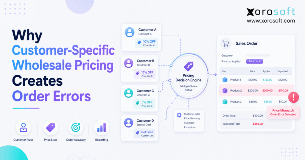 Wholesale pricing errors caused by customer-specific pricing rules and conflicting price lists.