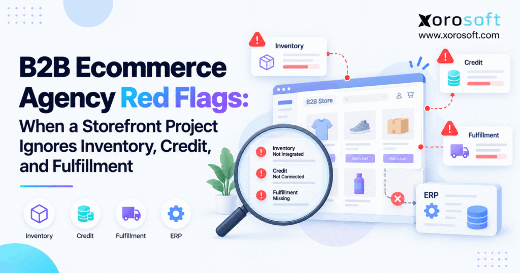 B2B ecommerce agency red flags involving inventory, credit, ERP, and fulfillment workflows.