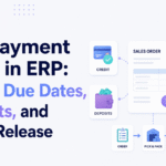 Minimalist infographic for B2B payment terms in ERP showing credit, due dates, deposits, and order release with Xorosoft branding.