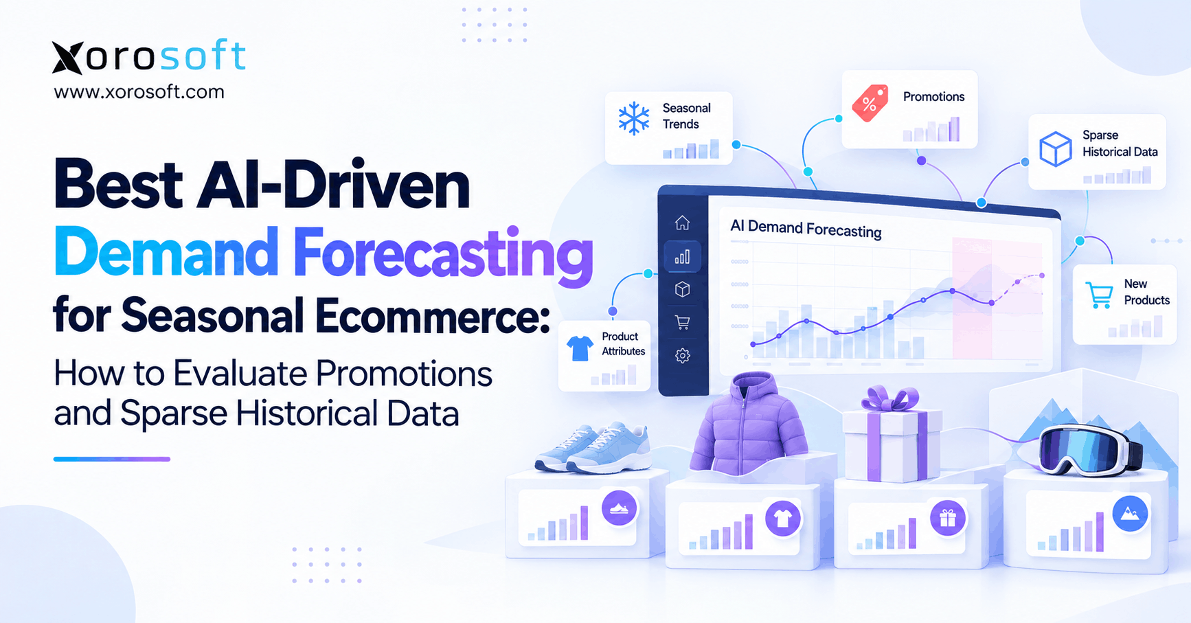 AI seasonal demand forecasting dashboard for ecommerce promotions and inventory planning.