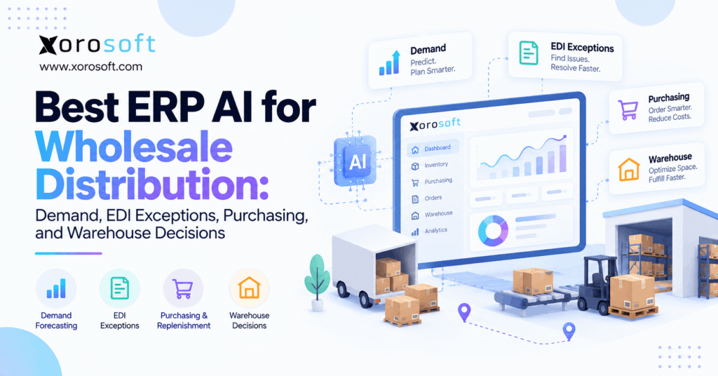 Best ERP AI for wholesale distribution connecting demand forecasting, EDI exceptions, purchasing, and warehouse decisions.