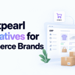 Minimalistic blog banner for “Brightpearl Alternatives for Ecommerce Brands” featuring the Xorosoft logo, an ERP dashboard illustration, ecommerce product tiles, shipping boxes, and connected icons for orders, inventory, analytics, and integrations.