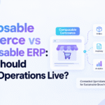 Visual comparing composable commerce and composable ERP, showing how Shopify orders, inventory, fulfillment, and operational systems connect.