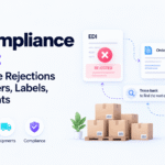EDI compliance errors traced from retailer rejection to orders, shipping labels, warehouse activity, and final shipments.