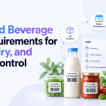 Food ERP graphic showing lot tracking, expiry management, and recall control.