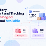 Inventory status tracking showing damaged, reserved, and available stock across warehouse inventory.