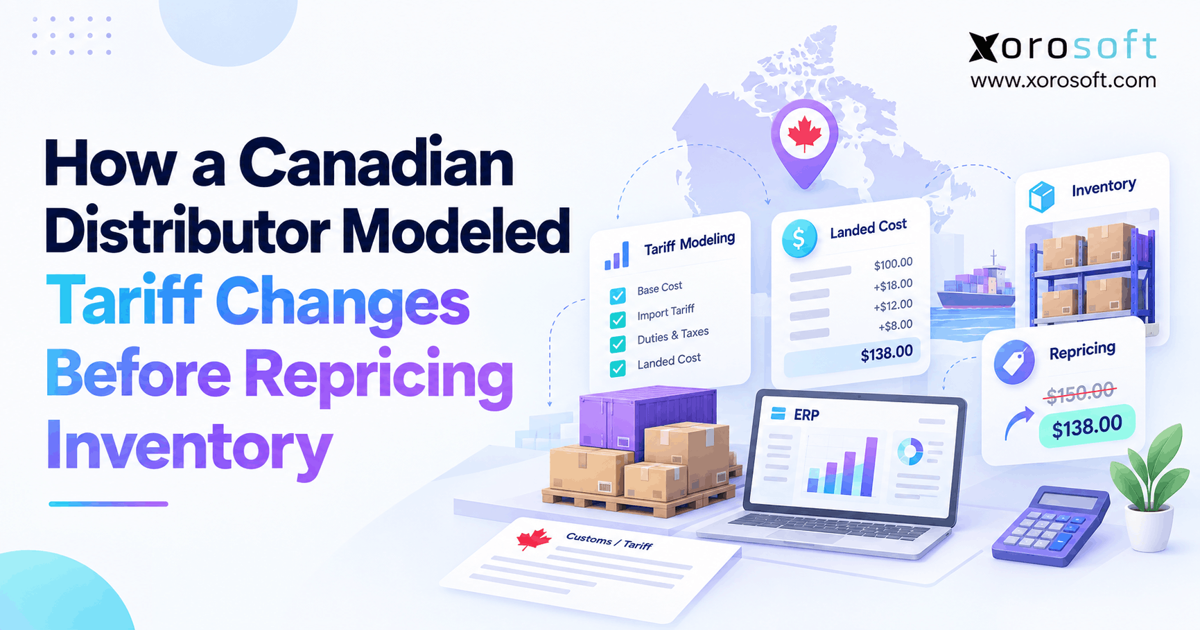 Tariff scenario planning for Canadian distributor inventory repricing.