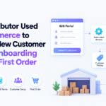 B2B ecommerce customer onboarding workflow from account application to first order.