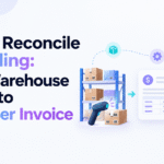 Minimalist blog banner for “How to Reconcile 3PL Billing: From Warehouse Events to Customer Invoice,” showing warehouse shelves, boxes, a barcode scanner, billing document, invoice icon, and Xorosoft branding