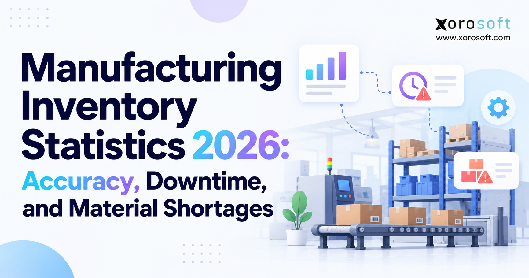 Manufacturing inventory statistics 2026 showing accuracy, downtime, and material shortages.