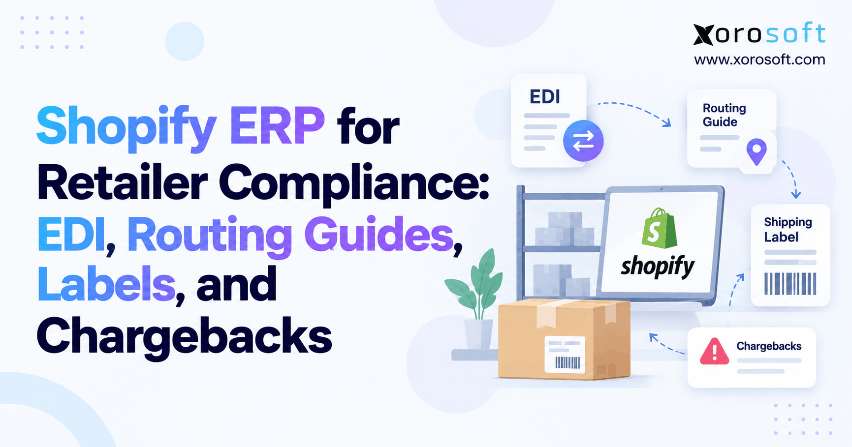 Shopify ERP for Retailer Compliance EDI, Routing Guides, Labels, and Chargebacks Shopify ERP for retailer compliance with EDI, routing guides, shipping labels, warehouse fulfillment, and chargeback management.