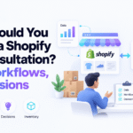 Shopify ERP consultation checklist showing data, workflows, inventory, integrations, and business decisions.