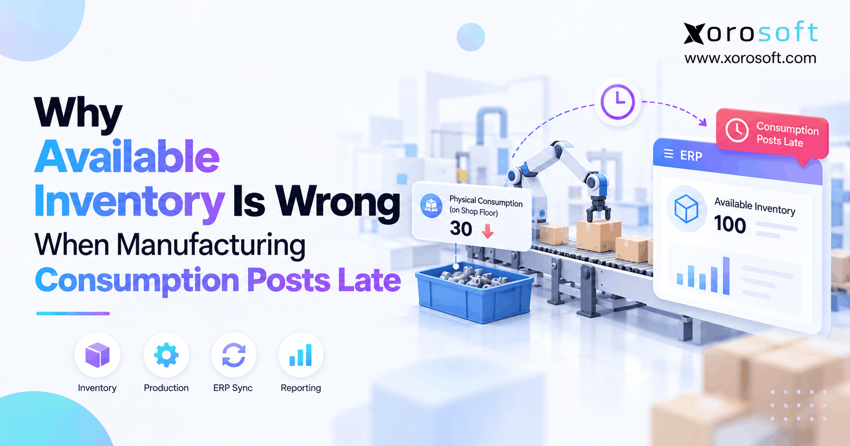 Why Available Inventory Is Wrong When Manufacturing Consumption Posts Late Manufacturing inventory availability showing materials consumed on the shop floor before ERP inventory updates.