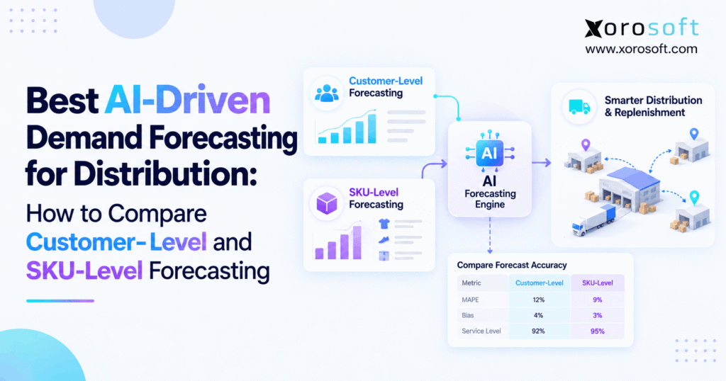 AI-driven customer-level demand forecasting compared with SKU-level forecasting for wholesale distribution and inventory planning.