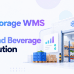 Cold storage WMS for food and beverage distribution blog banner showing a refrigerated warehouse, inventory dashboard, pallets, and Xorosoft branding.