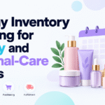 Blog banner for “Holiday Inventory Planning for Beauty and Personal-Care Brands” featuring beauty products, shipping boxes, a planning calendar, and the Xorosoft logo.