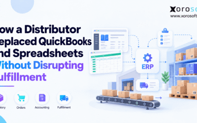 QuickBooks replacement for distributors showing ERP migration from spreadsheets to connected warehouse fulfillment.