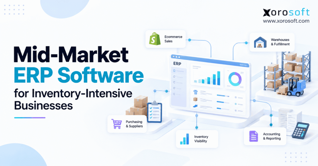 Mid-market ERP software connecting inventory management, purchasing, warehouse operations, and accounting for growing businesses.