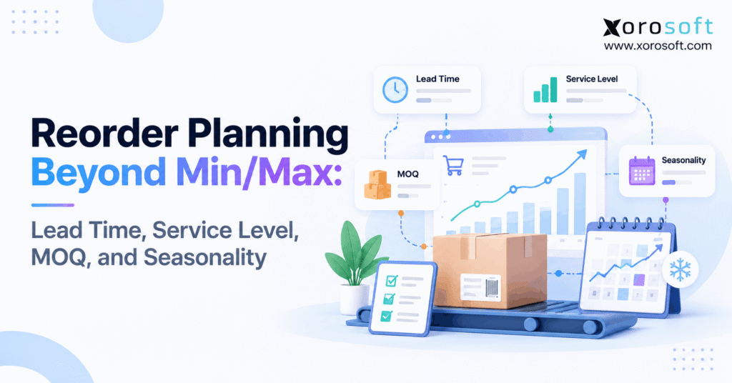 Inventory reorder planning beyond min/max with supplier lead time, service levels, MOQ, and seasonal demand forecasting.