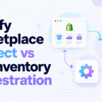 Shopify Marketplace Connect vs ERP inventory orchestration blog header with Xorosoft logo and inventory icons.