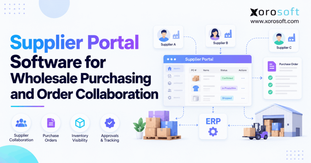 Supplier portal software for wholesale purchasing, supplier collaboration, and purchase order tracking with ERP integration.