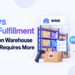 WMS vs Shopify Fulfillment Tools comparison showing warehouse inventory management, barcode scanning, order picking, and shipping operations.