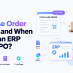 ERP workflow showing purchase order receiving, invoice matching, outstanding balances, and final PO closure.