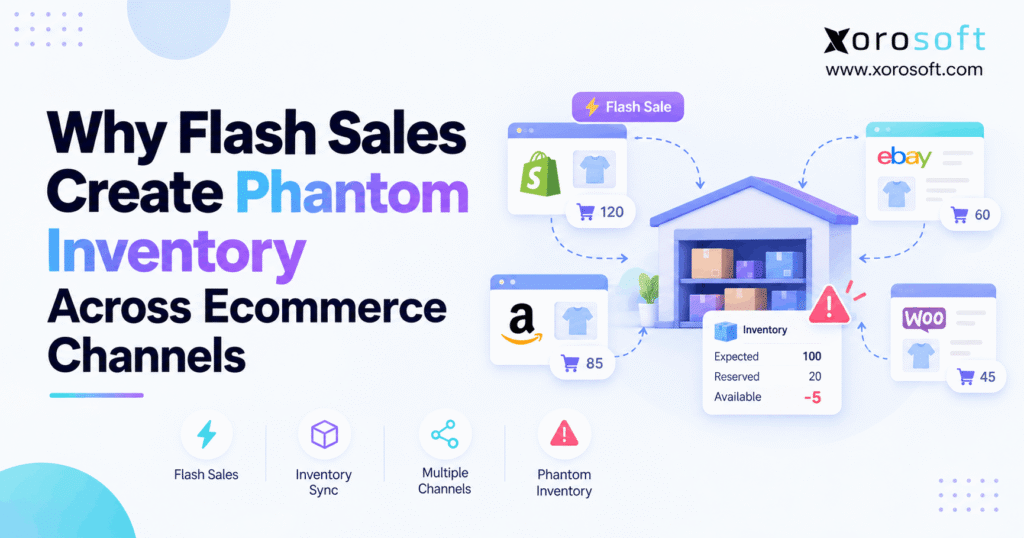Flash sales create phantom inventory when Shopify, Amazon, and other ecommerce channels display outdated stock quantities, leading to overselling.