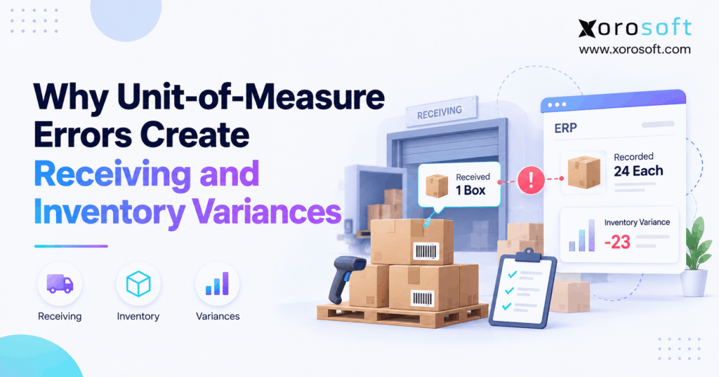 Unit of measure errors causing receiving discrepancies between physical warehouse stock and recorded ERP inventory quantities.