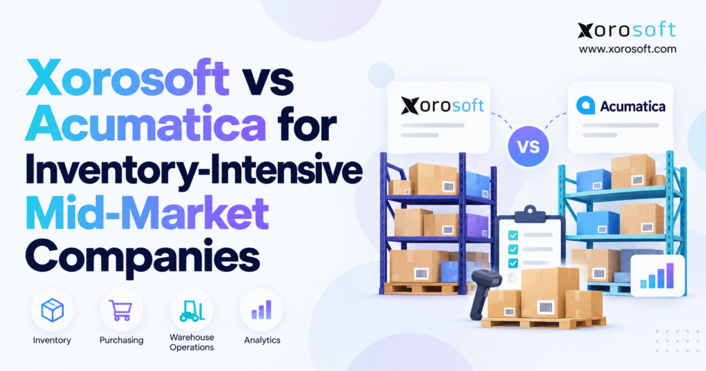 Xorosoft vs Acumatica ERP comparison for inventory-intensive mid-market companies.
